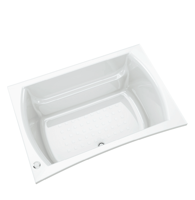 セミスクエア浴槽 背もたれ面に丸みを持たせ、肩まわりにゆとりのあるデザイン。